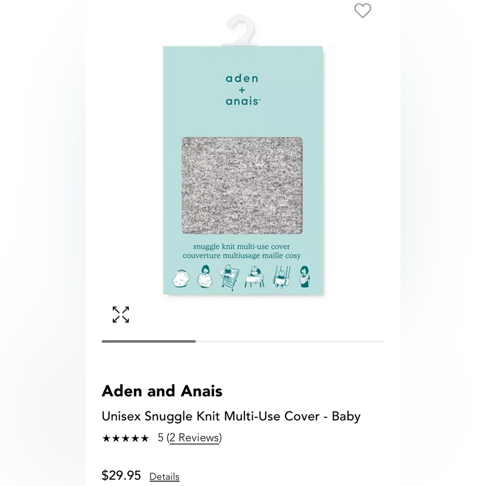 Like New Aiden and Anais multipurpose cover for nursing, car seat cover etc.